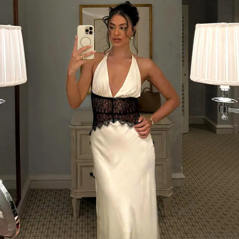 Backless Halter Maxi Dress