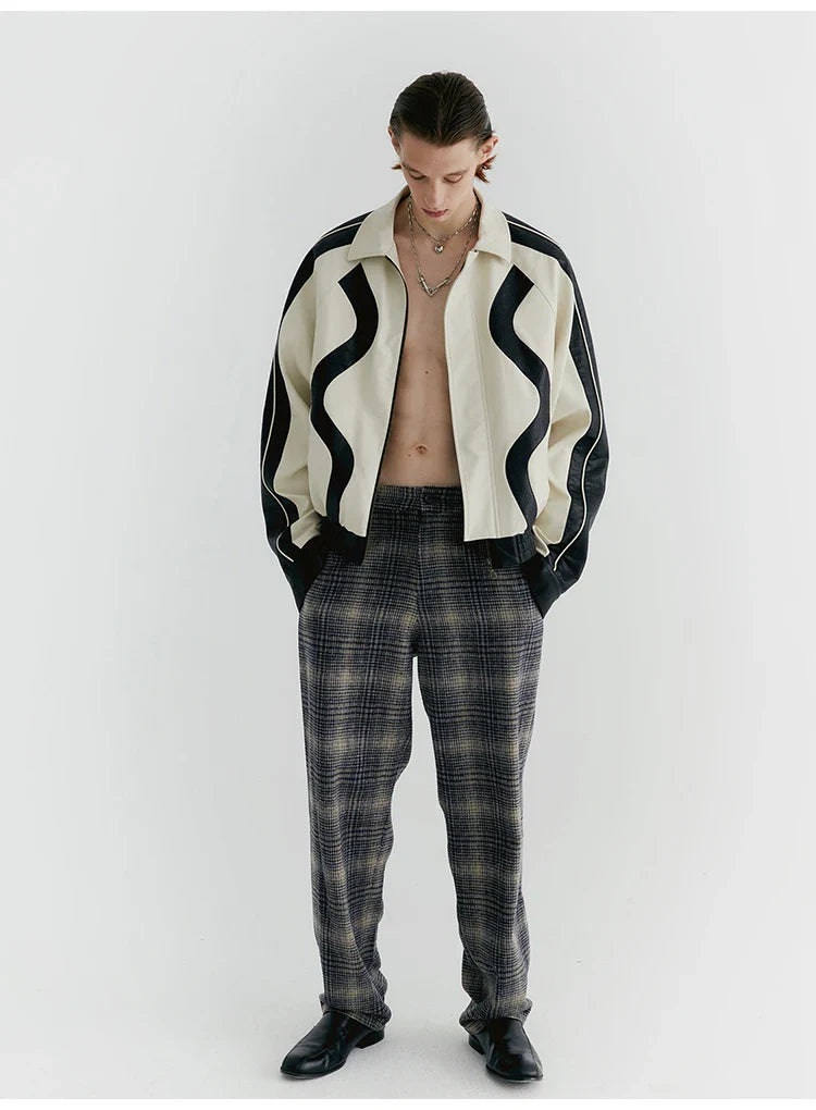 Streetwear Color Block Faux Leather Jacket