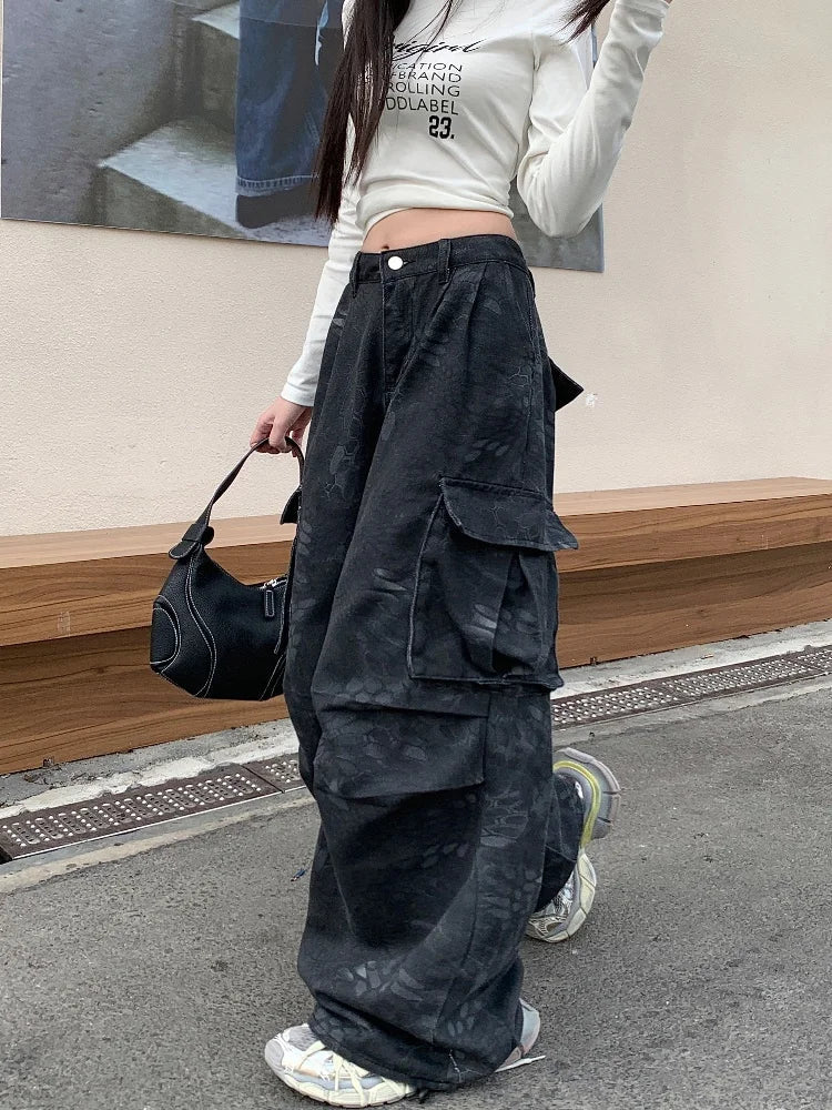 Y2K Black Cyber Cargo Jeans Jeans