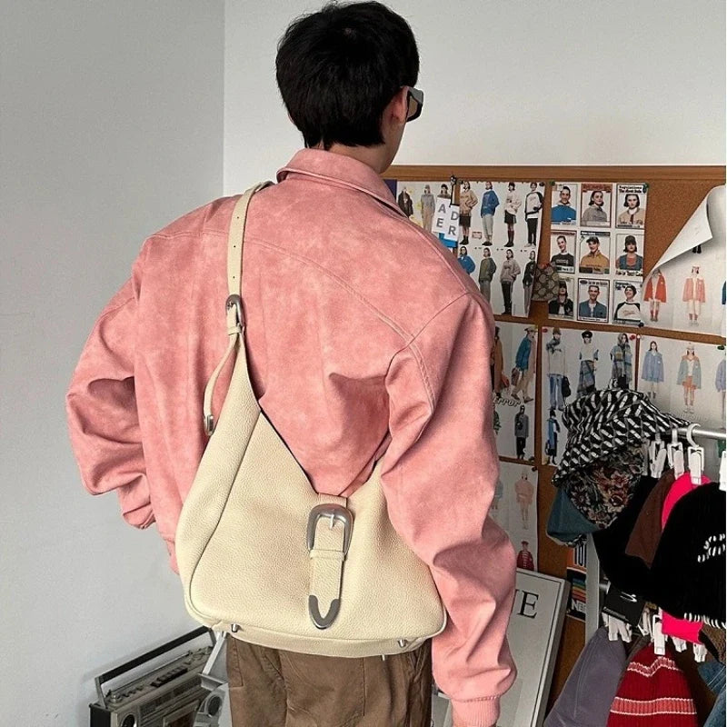 Veste en cuir rose dégradé pour homme