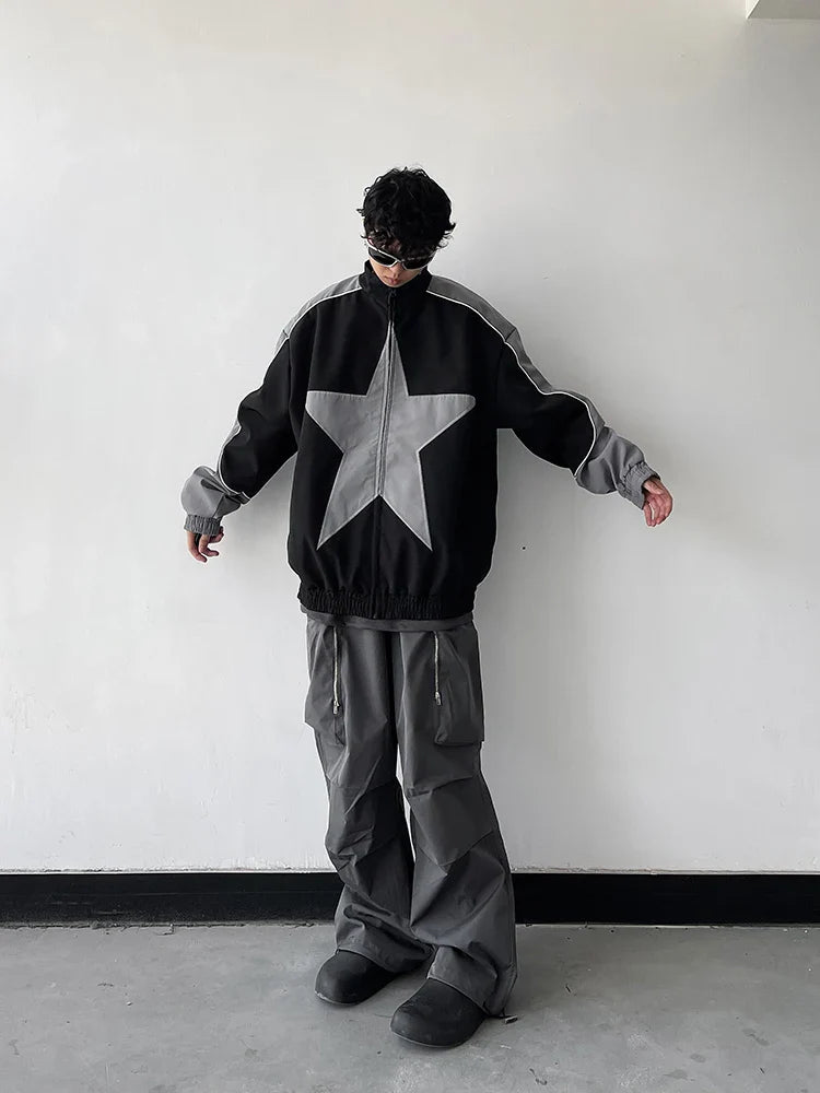 Retro Patchwork Star Varsity Jacket