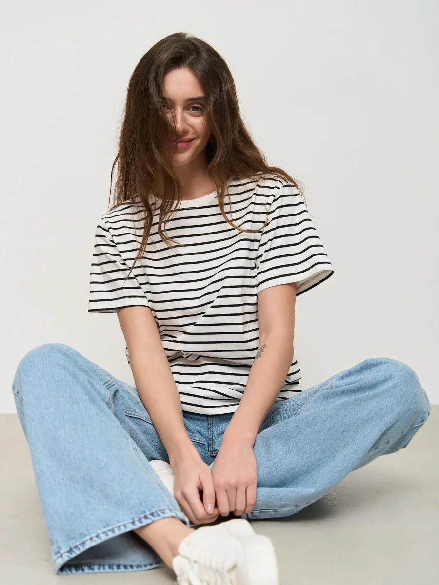 Striped Summer Short Sleeve Knitted T-Shirt