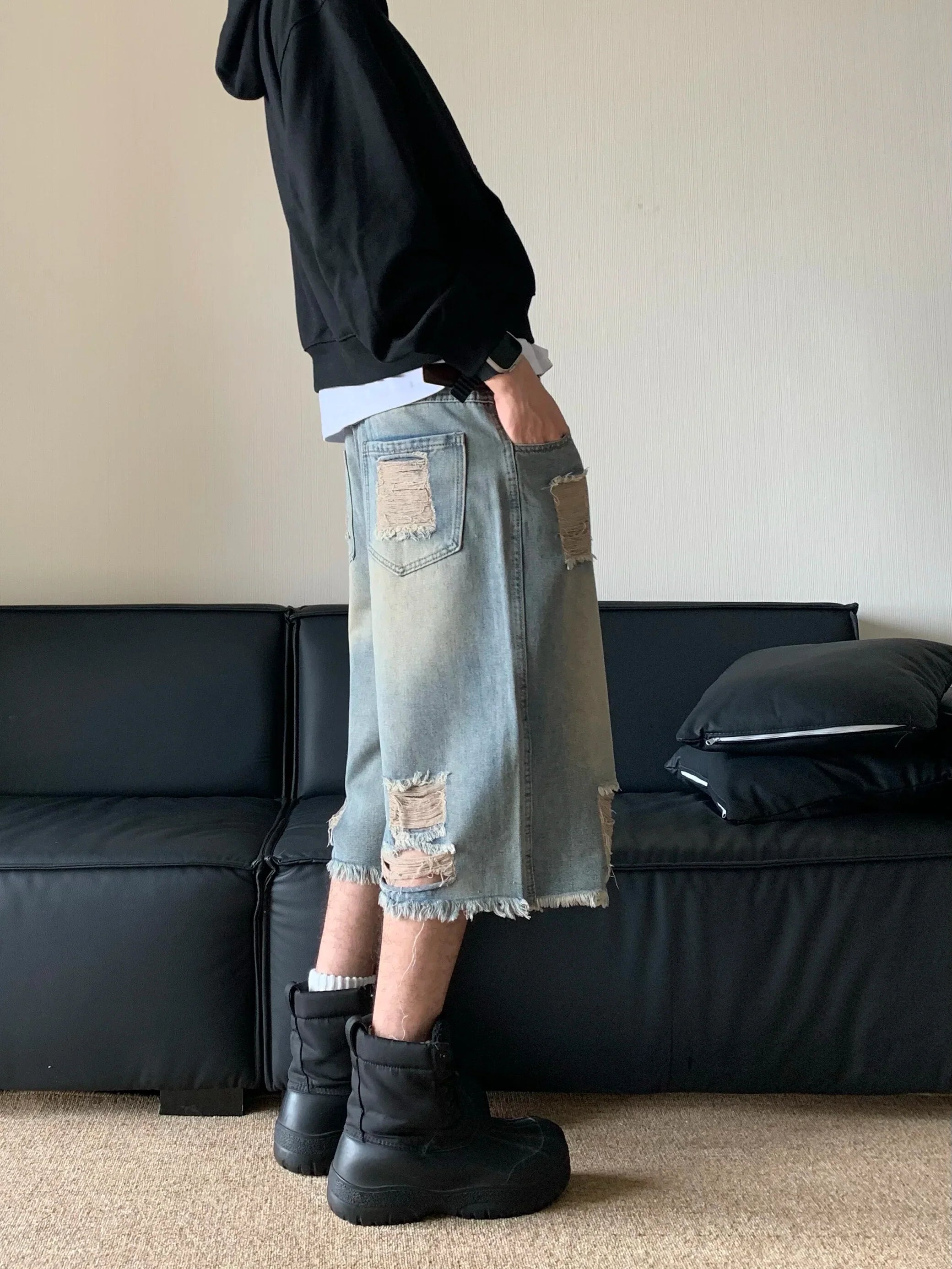 Washed Distressed Jorts
