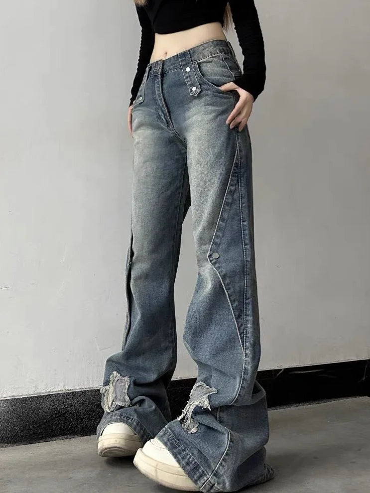 Jean large taille haute cool