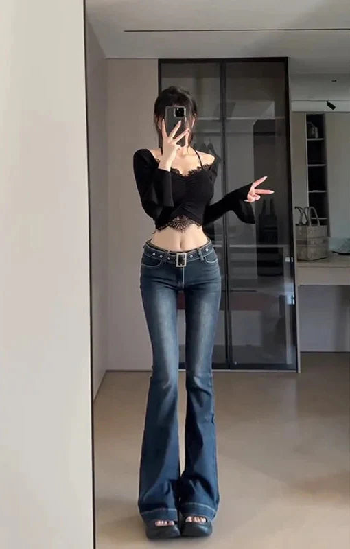 Women Flare Mid-Waist Cool Jeans
