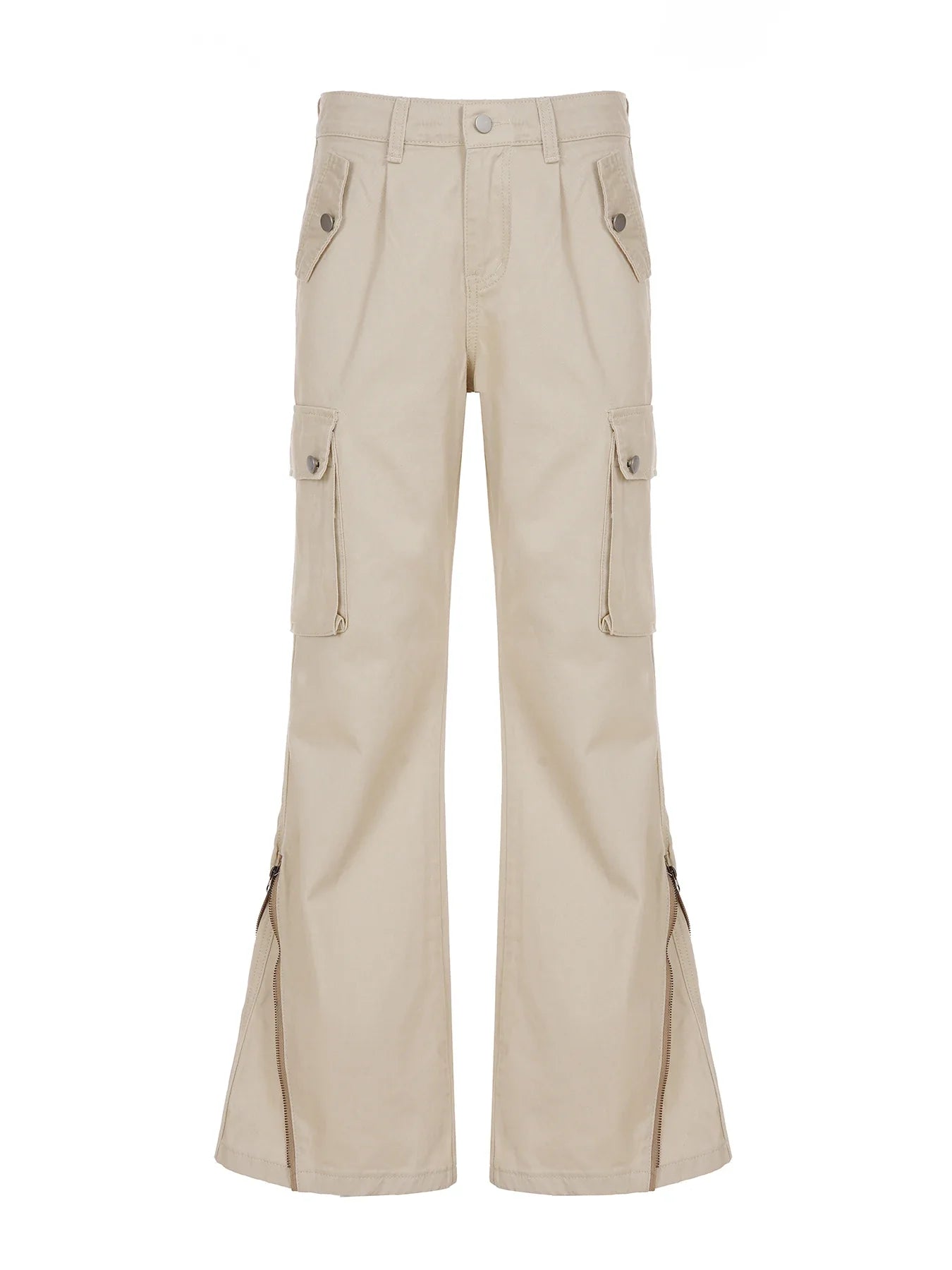 Vintage Khaki Flared Patchwork Denim Jeans