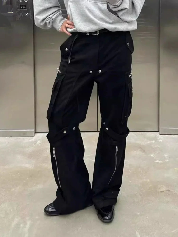 Y2K Black Cyber Slim Cargo Jeans