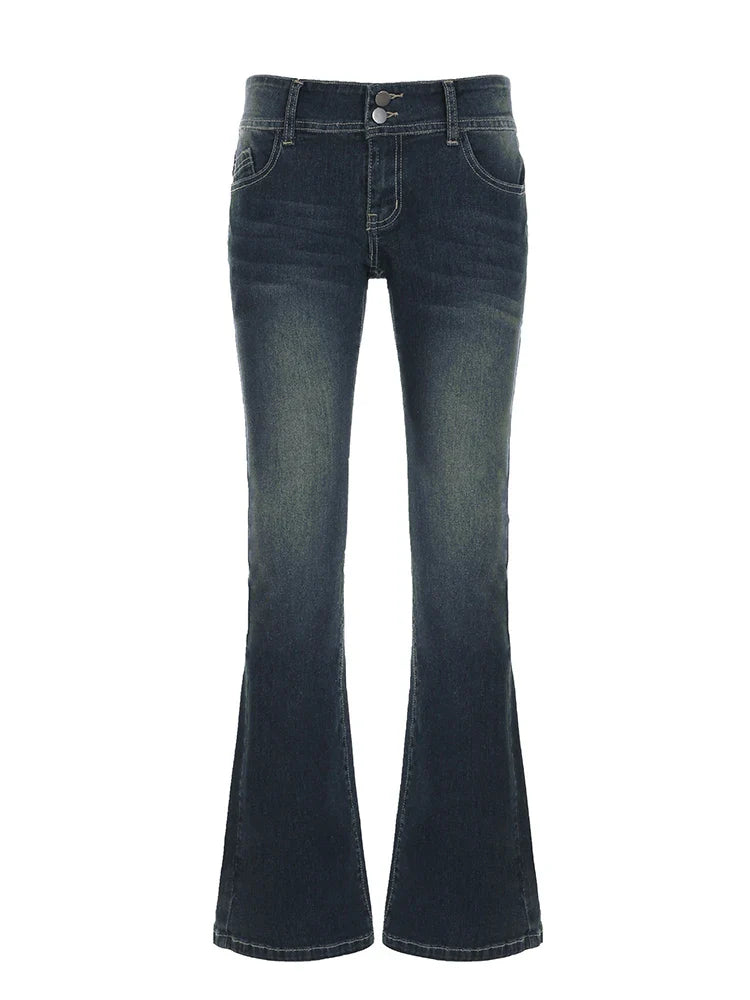 Y2K Vintage Flared Button-Up Low Jeans
