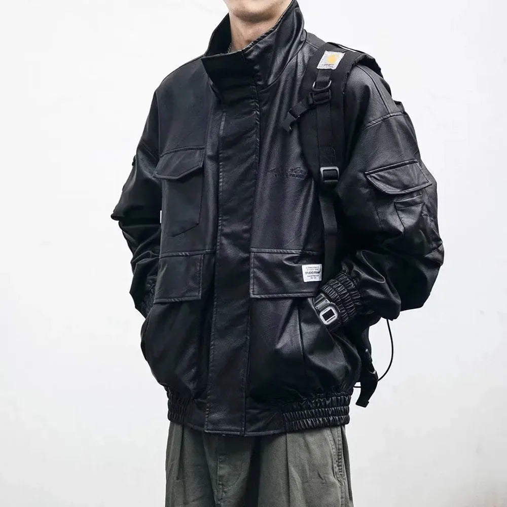 Men Durable Versatile Casual Leather Biker Jacket