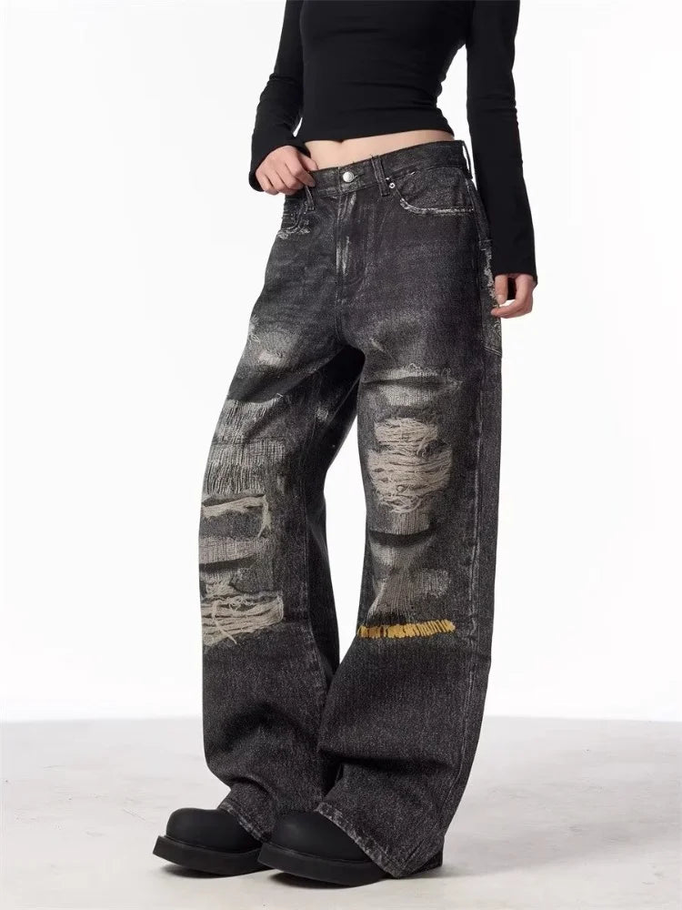 Vintage Streetware Black Ripped Baggy Jeans
