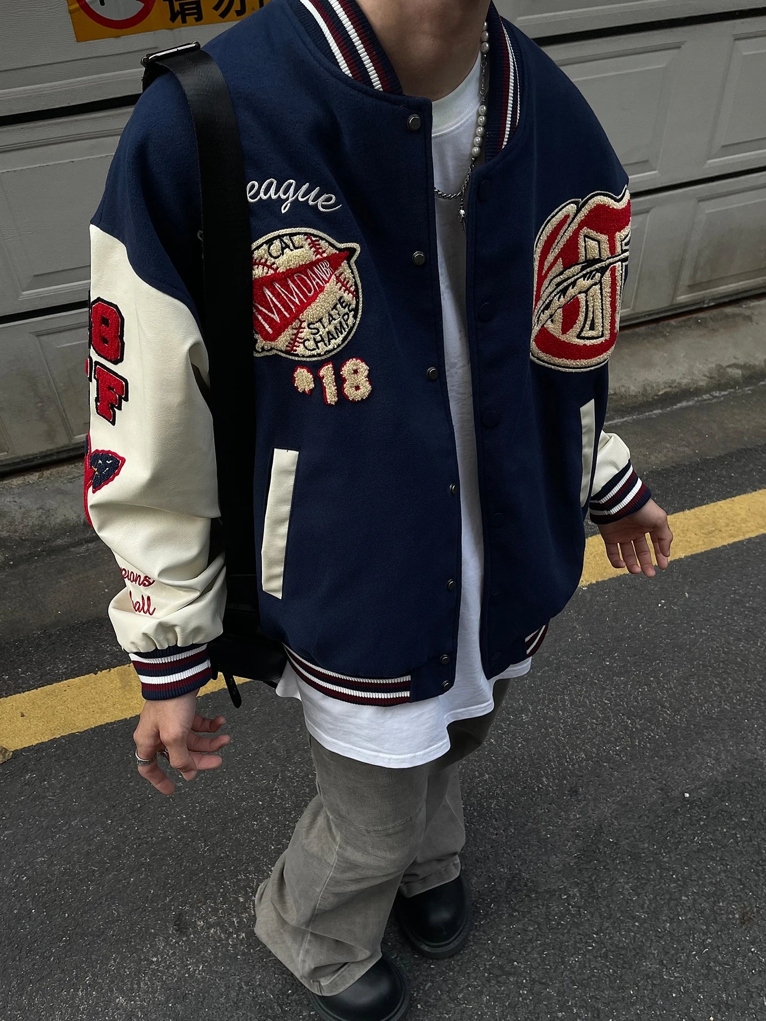Vintage Embroidered Baseball Patchwork Varsity Jacket