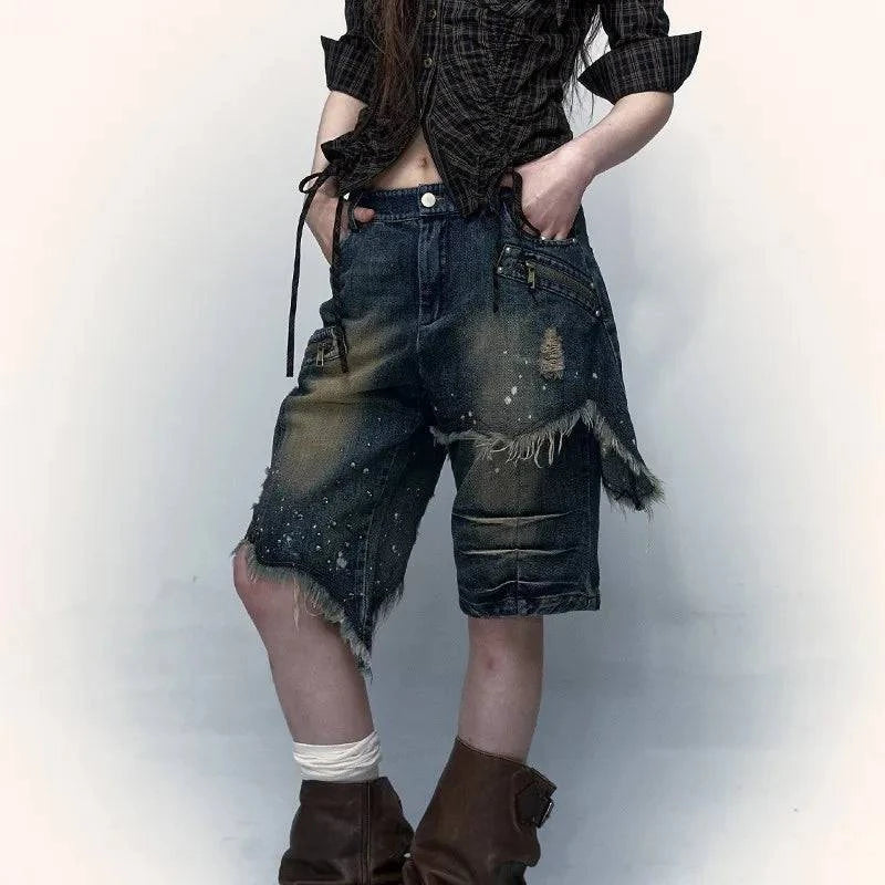 Vintage Grunge Ästhetik Abgenutzte Denim Jeans