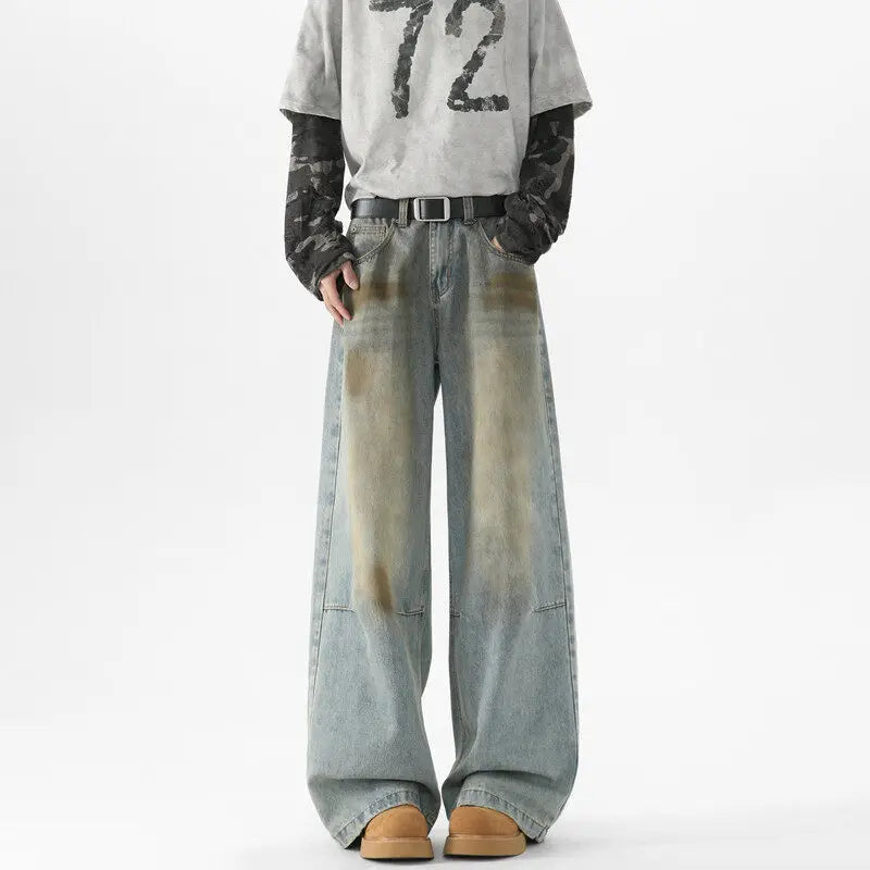 Baggy wijde vintage wash jeans