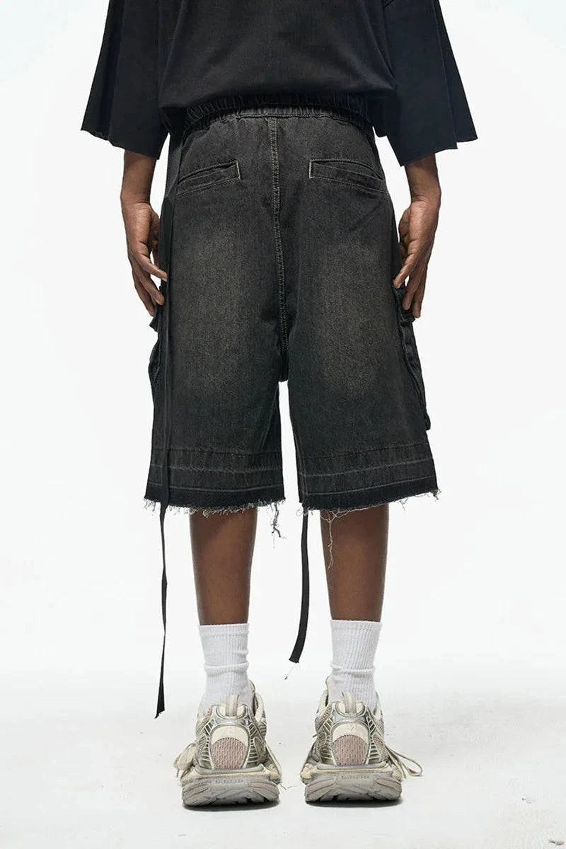 Jorts amples délavés à poches zippées