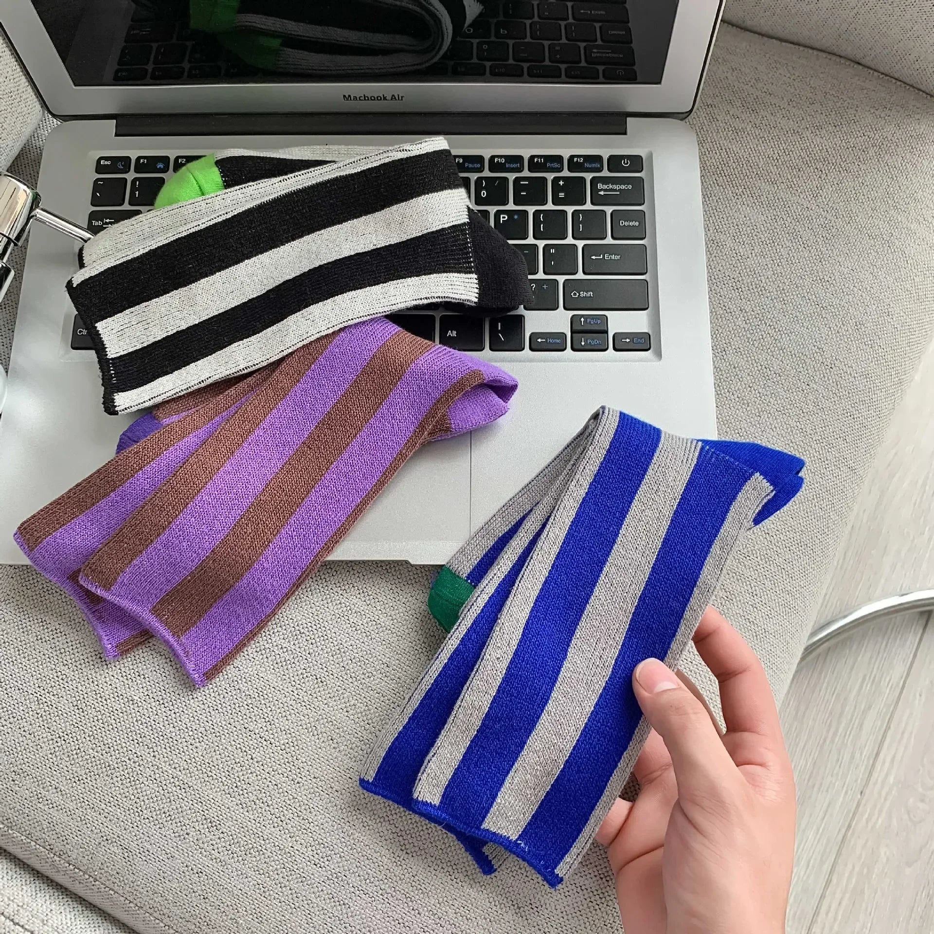 Color Matching Stripes Tube School Socks Cotton