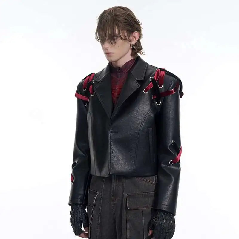 Everyday Essential Ribbon Design Leather Jacket