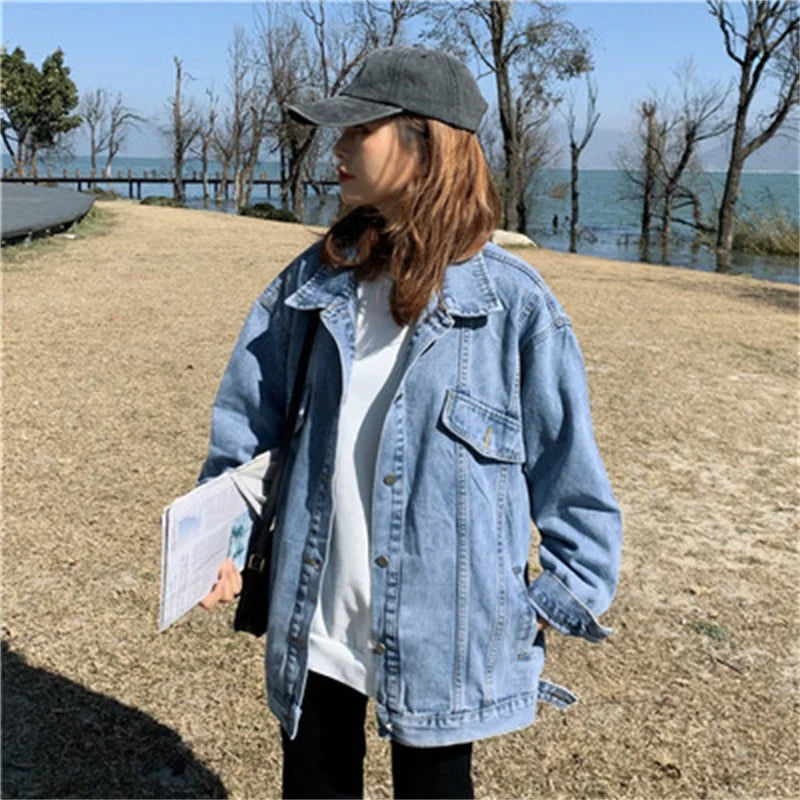 Durable Loose Fit Coat Retro Denim Jacket