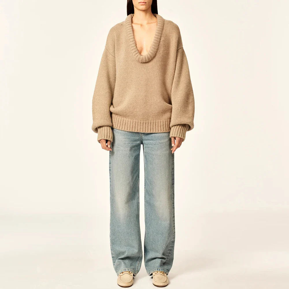 Women Cute Chic Solid Loose O Neck Sweater