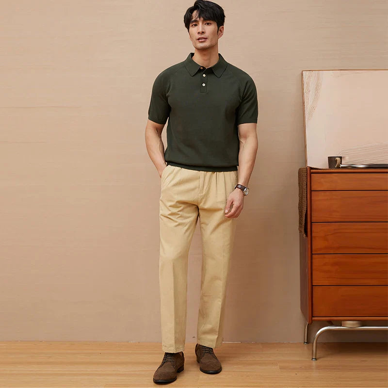 Classic Comfort Luxury Knitted Polo Short Sleeve T-Shirt