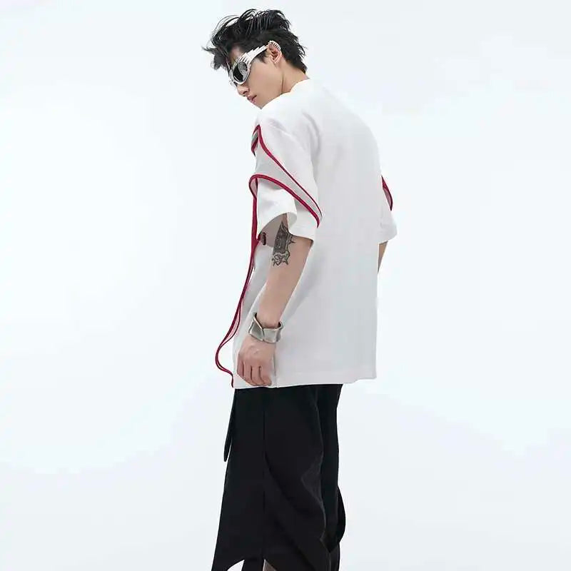 Men Streetwear Color Contrast Splicing Design T-Shirt