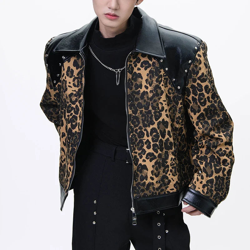 Figure-Flattering Leopard Print Lapel Jacket