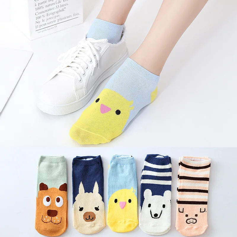 Cute Animal Print Womens Ankle School Socks
