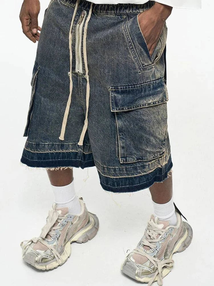 Jorts amples délavés à poches zippées