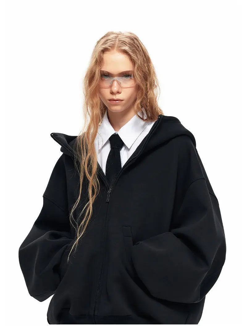 Women Cool Thick Oversize Zip-Up Sweatshirt