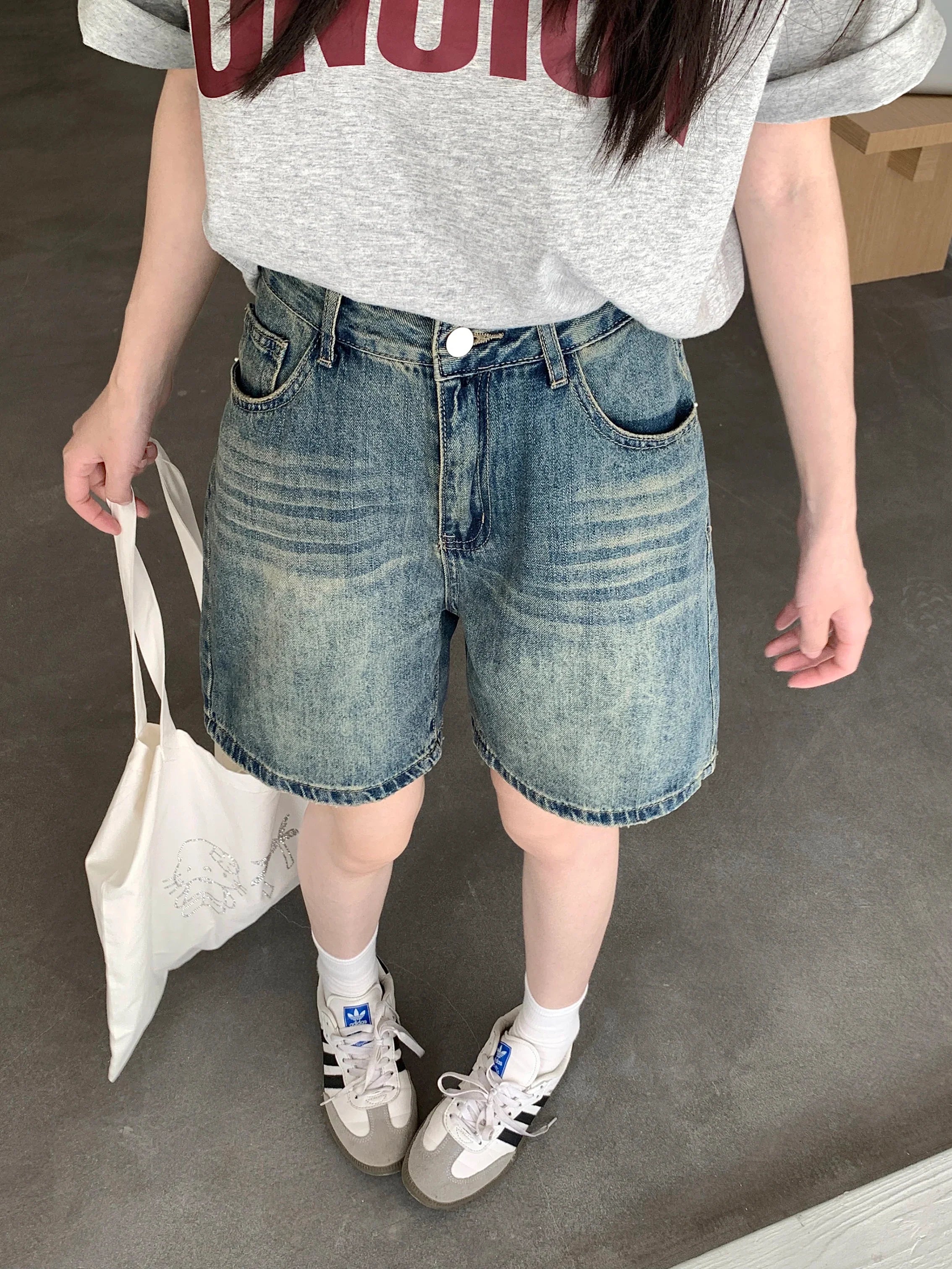 Vintage denim short met hoge taille voor dames