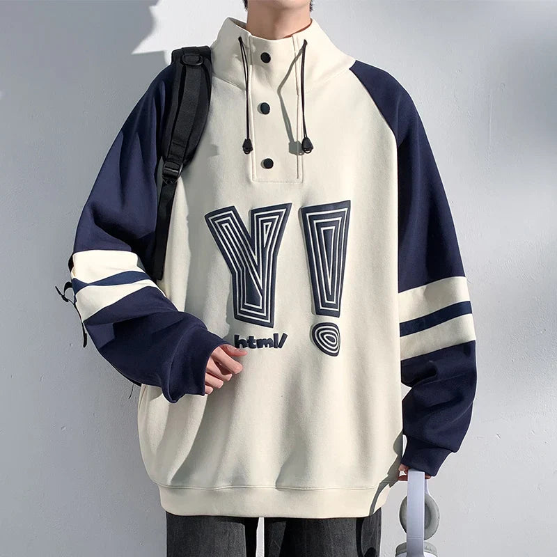 Contrast Color Patchwork Pullover Sweatshirt