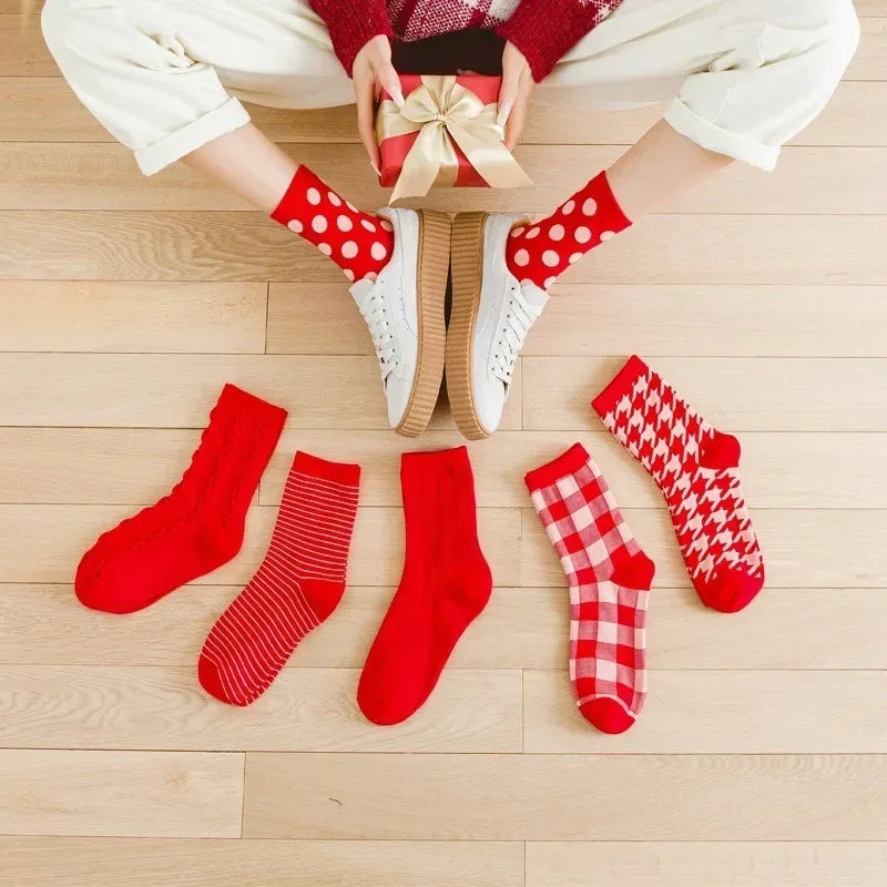 Cozy Red Medium Christmas Winter Socks