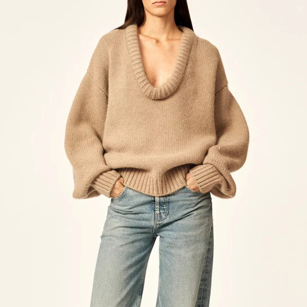 Women Cute Chic Solid Loose O Neck Sweater