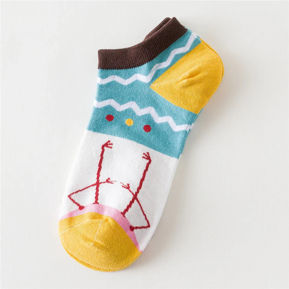 Colorful Flamingo Patterned Short Ankle Socks