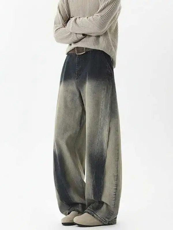 Blauwe casual jeans met hoge taille en wijde pijpen