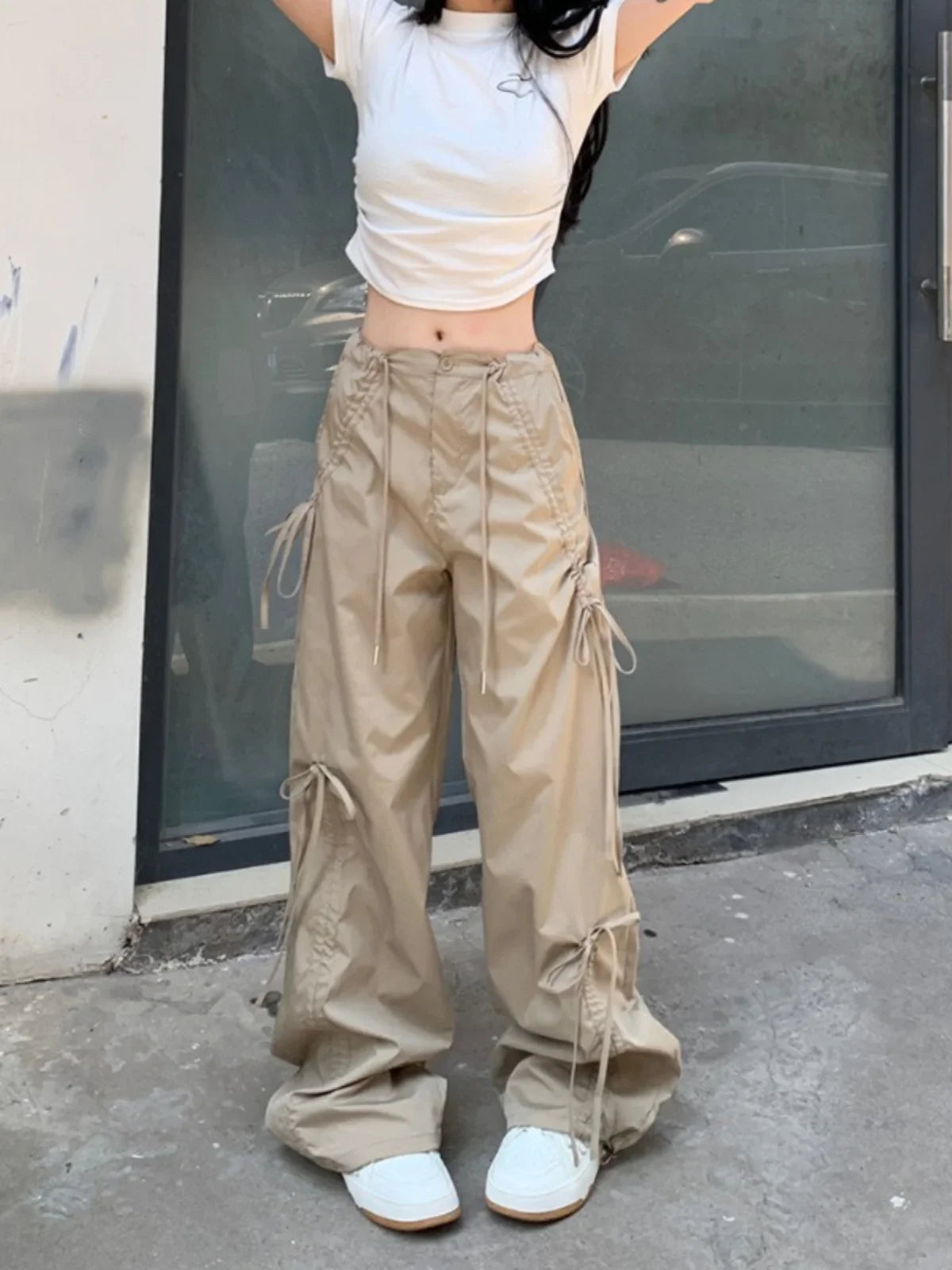 Vintage Oversize Pink Bow Cargo Pants