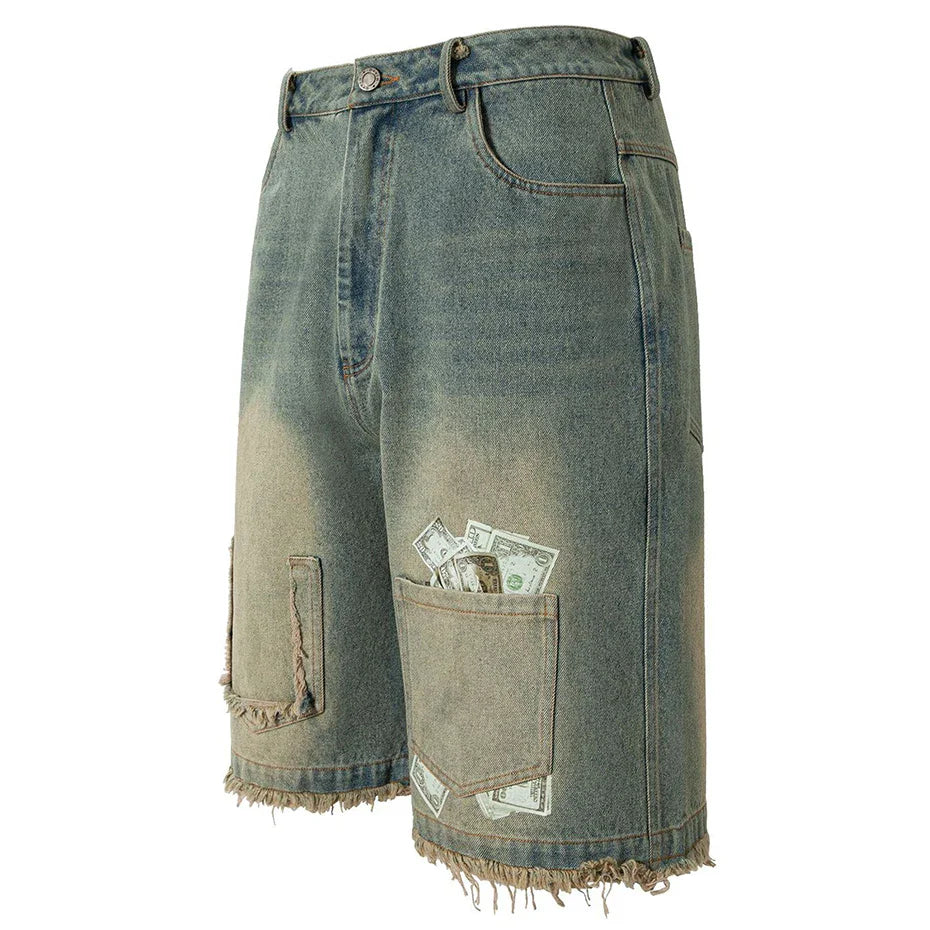 Vintage Patchwork Denim Casual Loose Short