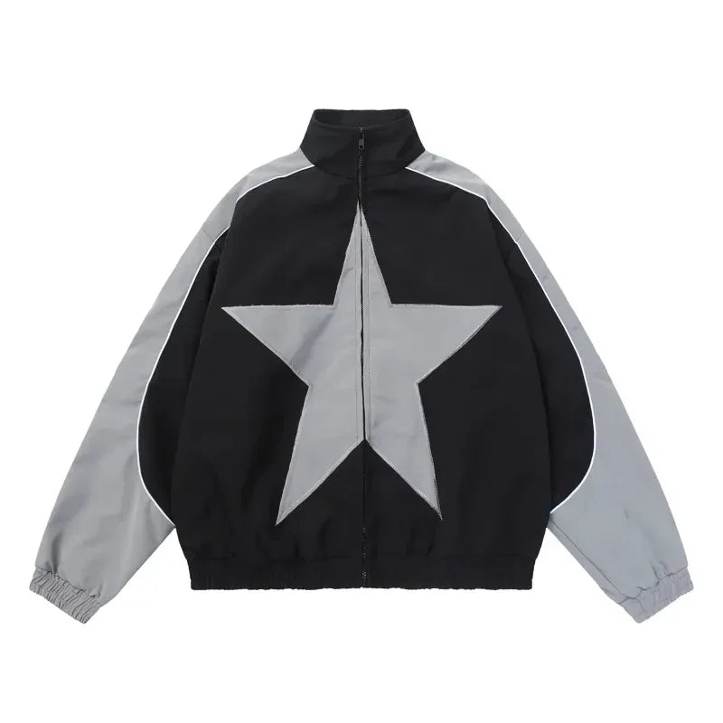 Retro Patchwork Star Varsity Jacket