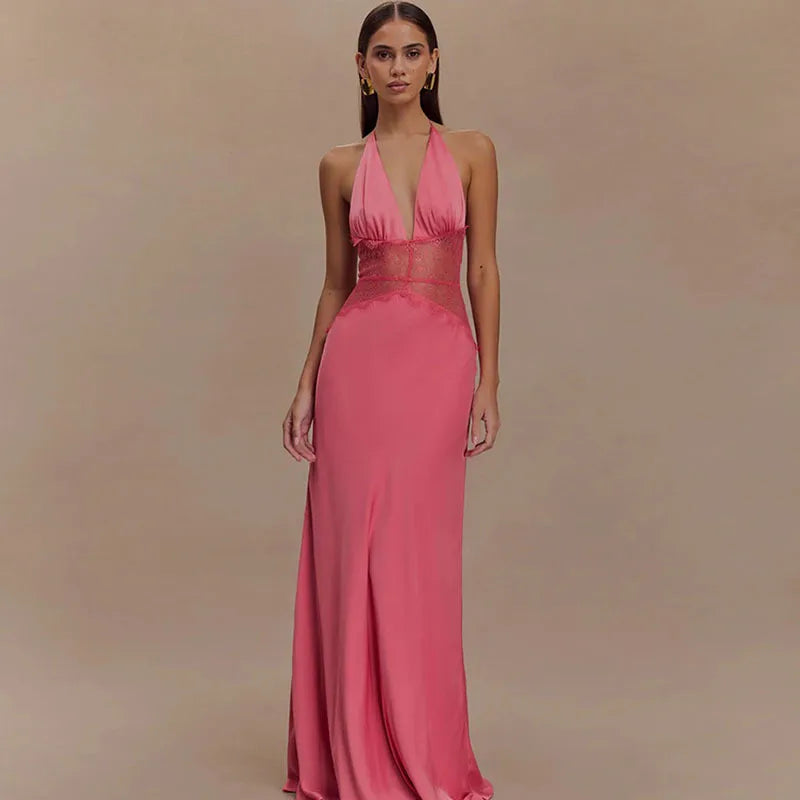 Backless Halter Maxi Dress