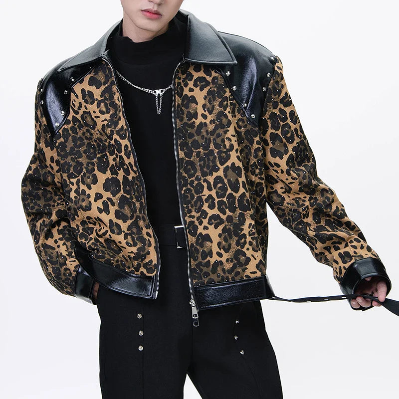 Figure-Flattering Leopard Print Lapel Jacket
