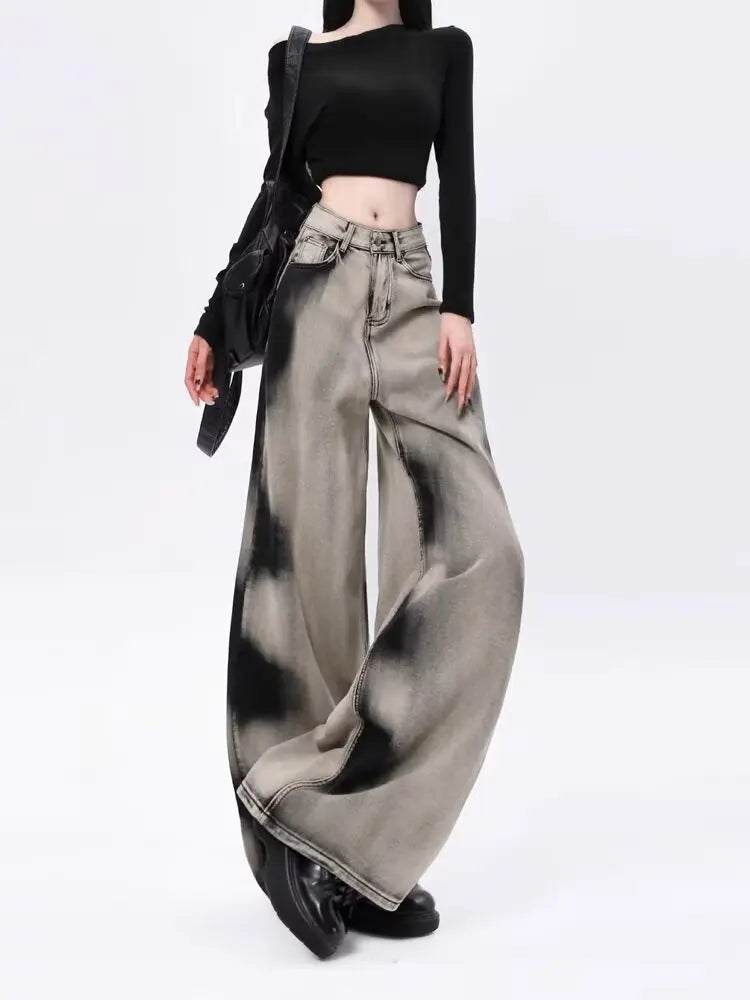 Vintage Washed Tie-Dye High Waist Streetwear Jeans