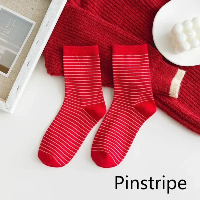 Cozy Red Medium Christmas Winter Socks