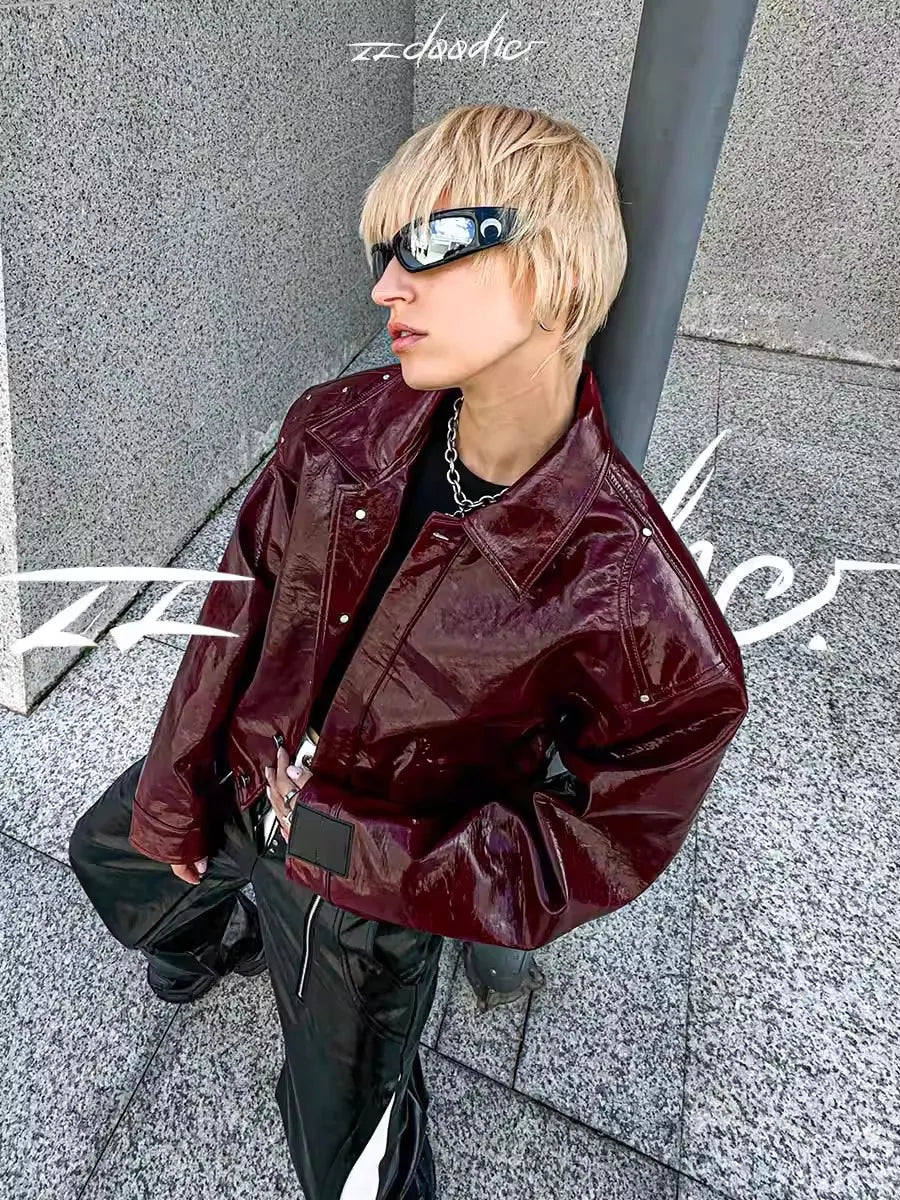 Durable Autumn Cool Oversized PU Leather Jacket