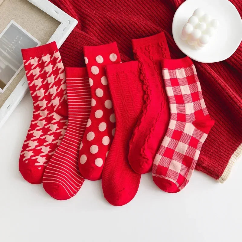 Cozy Red Medium Christmas Winter Socks