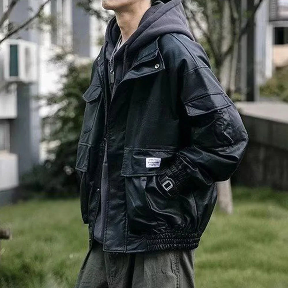Men Durable Versatile Casual Leather Biker Jacket