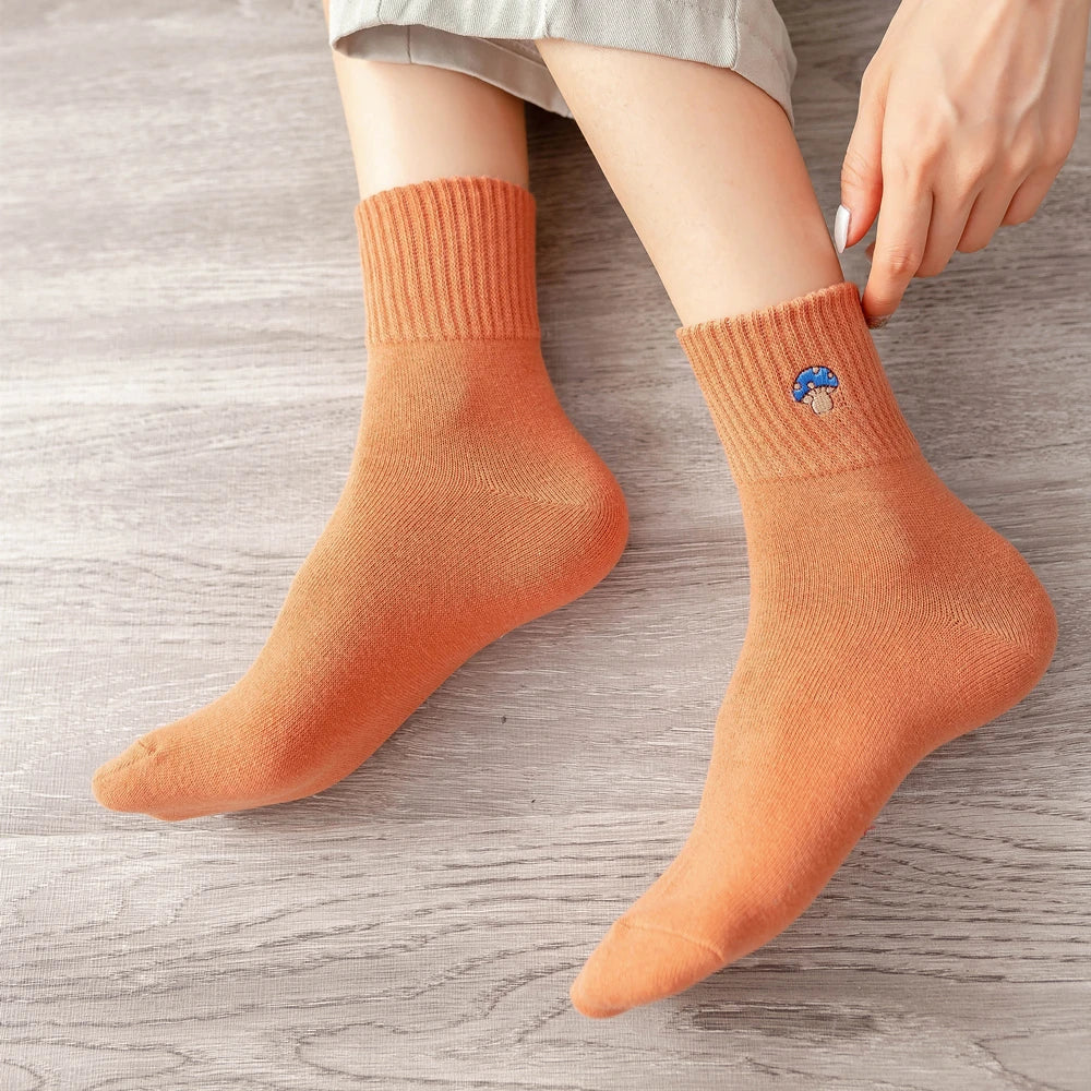 Cute Cartoon Mushroom Patterned Socks Casual