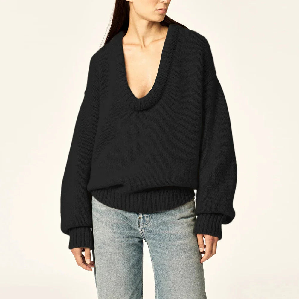Women Cute Chic Solid Loose O Neck Sweater