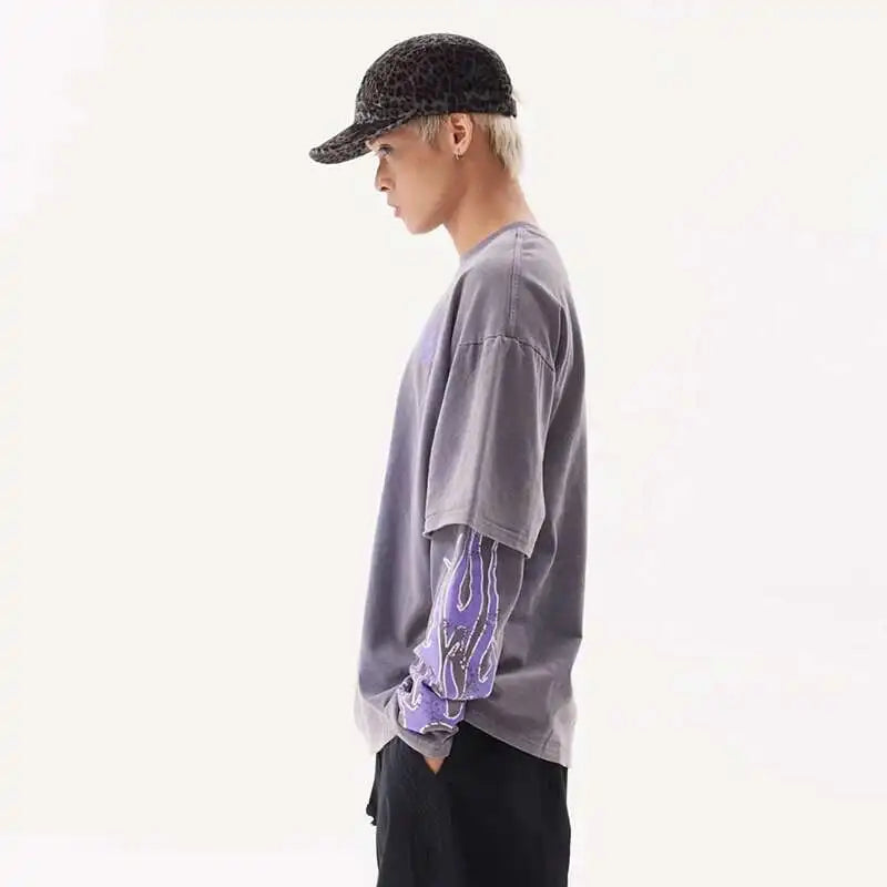 Vintage American Style Letter Print Long Sleeve T-Shirt