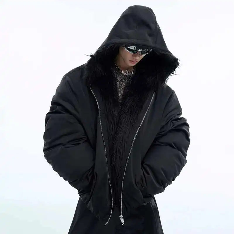 Chaqueta de algodón con capucha para hombre, cálida, informal, de invierno