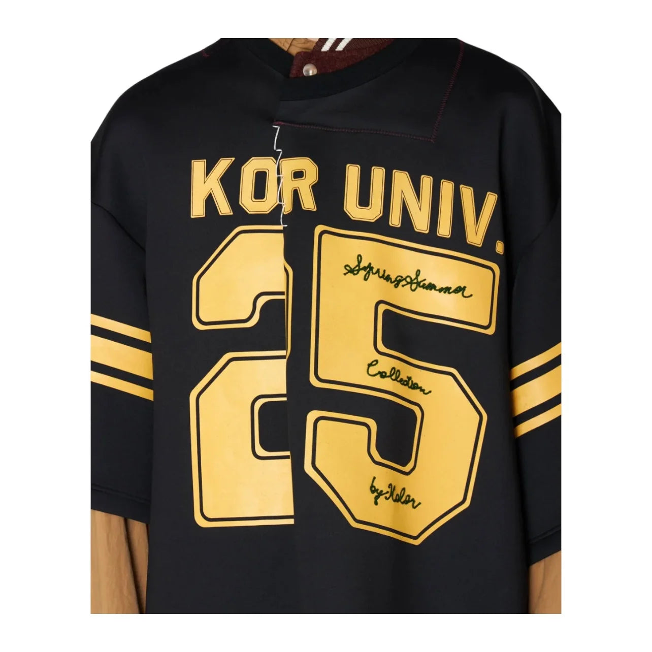 Japanese Patchwork Letter Print Baseball T-Shirt