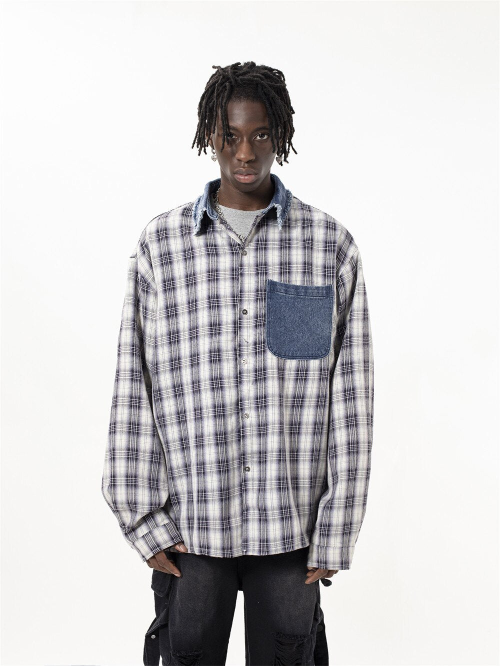Patch Letter Embroidered Long Sleeve Shirt